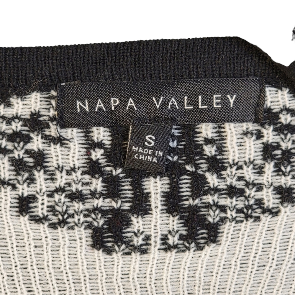 Napa Valley Black & White Light Weight Sweater Wrap Shawl Shrug Long Sleeves S - Picture 5 of 15
